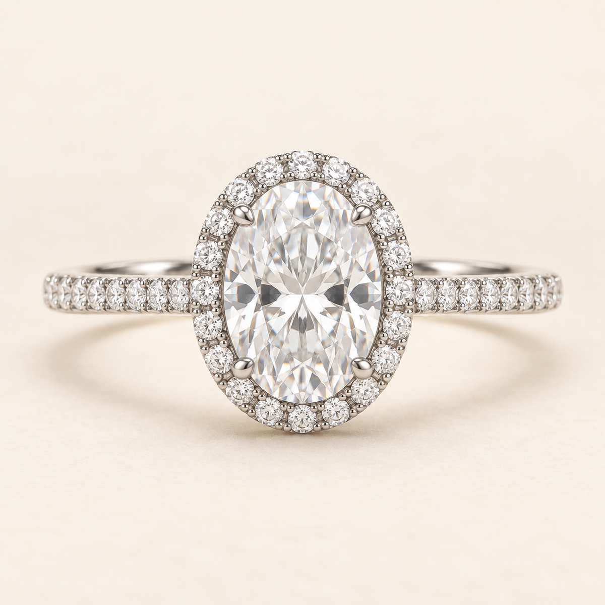 Aurelia Oval Halo, straight front view with a horizontal band