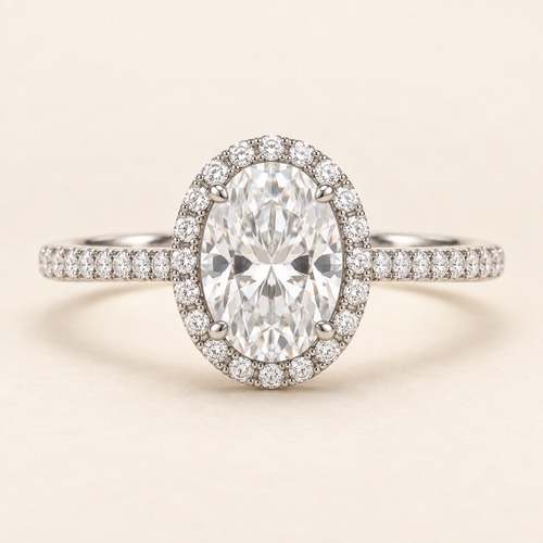 Aurelia Oval Halo, straight front view with a horizontal band