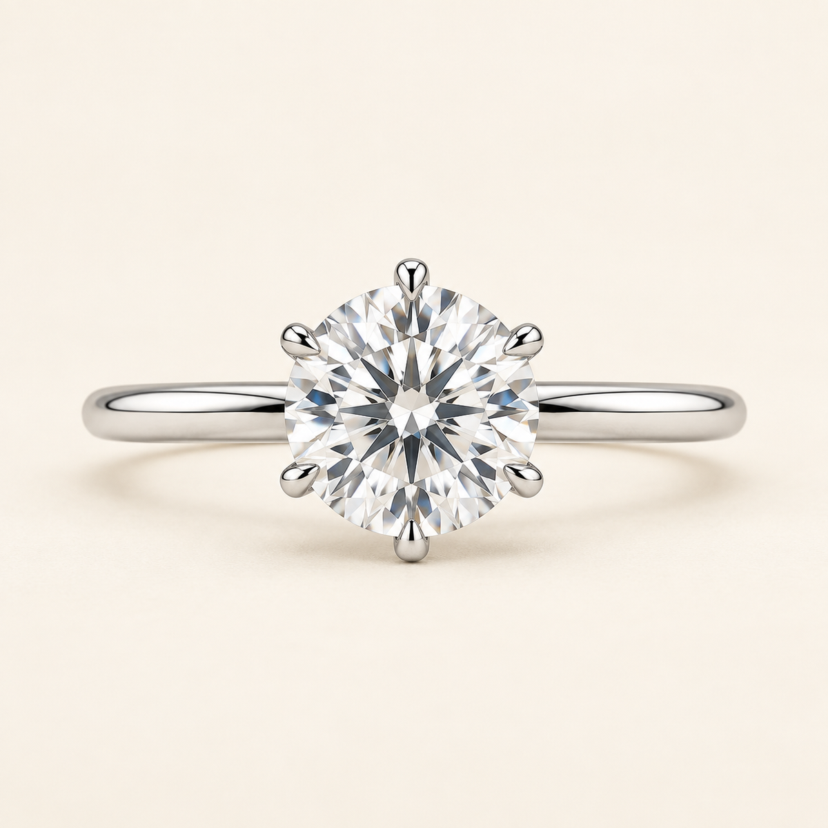 Elara Round Solitaire in a straight front view