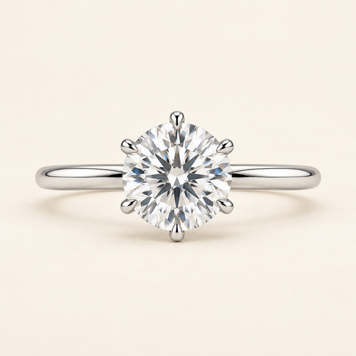Elara Round Solitaire in a straight front view