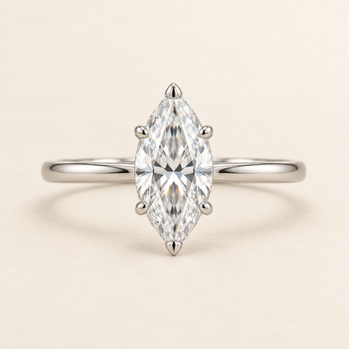 Noelle Marquise Solitaire, front view with horizontal band